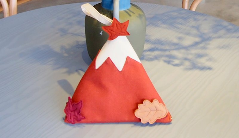枫叶  富士山 大地色  叶子 几何 手提包 (M) - 手提包/手提袋 - 棉．麻 红色