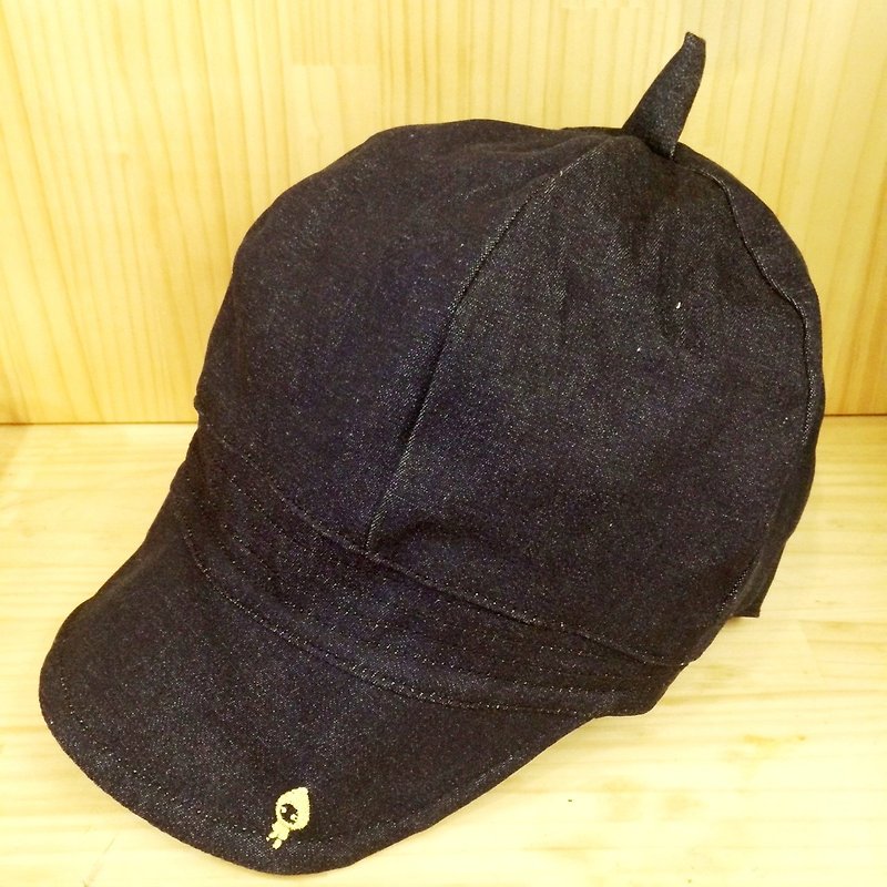 艺术画家帽(深蓝牛仔):法式浪漫小颜感 - 帽子 - 棉．麻 蓝色