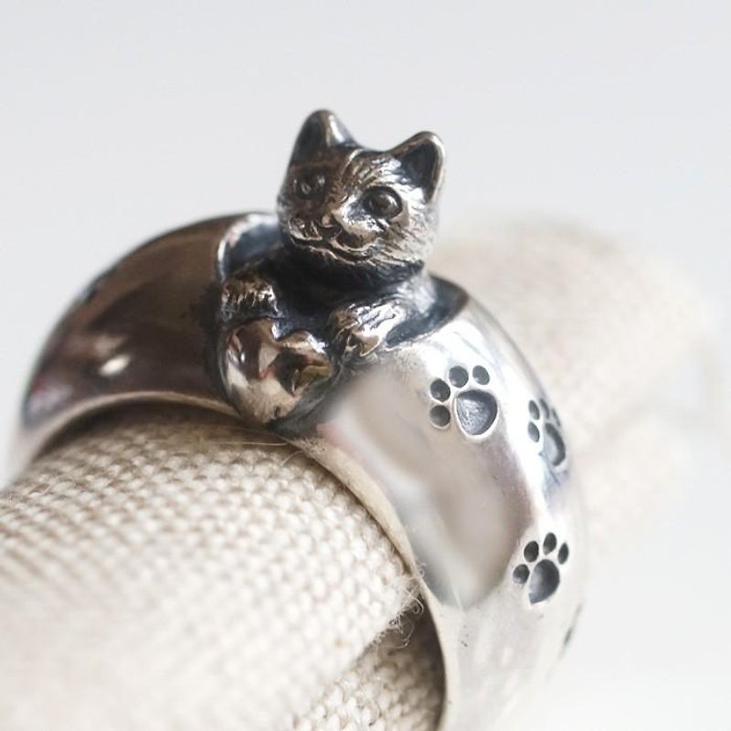 猫からの贈りものリング - 戒指 - 纯银 银色