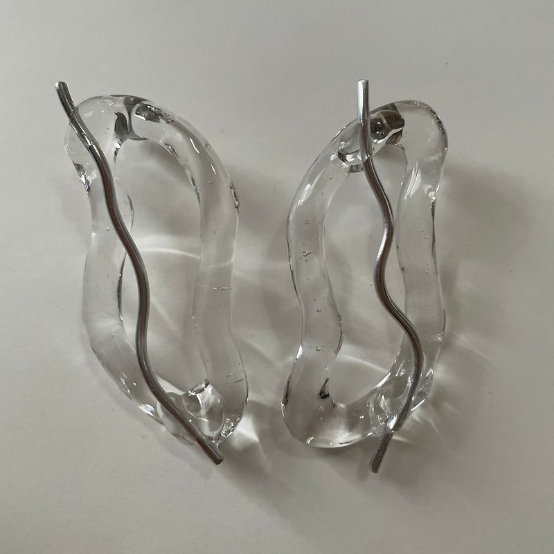 yurari - 耳环/耳夹 - 树脂 透明