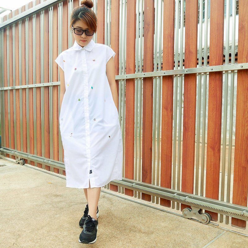 ⚡️Embroidery W.1 - 洋装/连衣裙 - 其他材质 白色