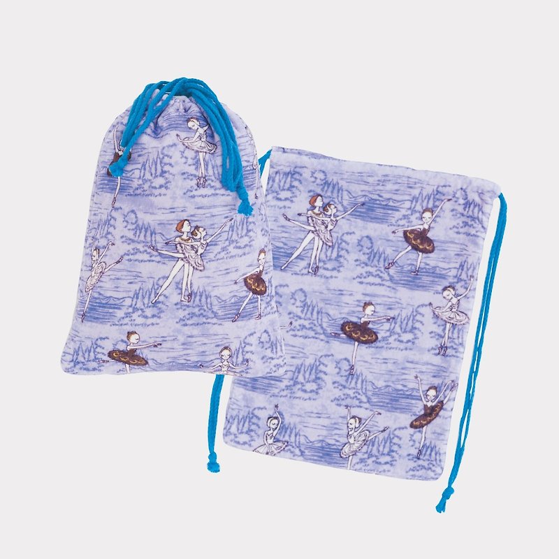 天鹅湖 - 天鹅公主 巾着束口袋-蓝紫色 - 束口袋双肩包 - 棉．麻 蓝色
