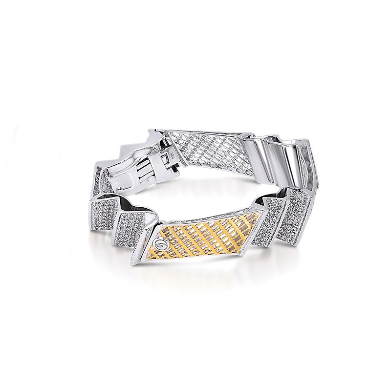 Nalikere Collection Silver Jewelry 925 Yellow Gold Plating with White Topaz - 手链/手环 - 宝石 银色