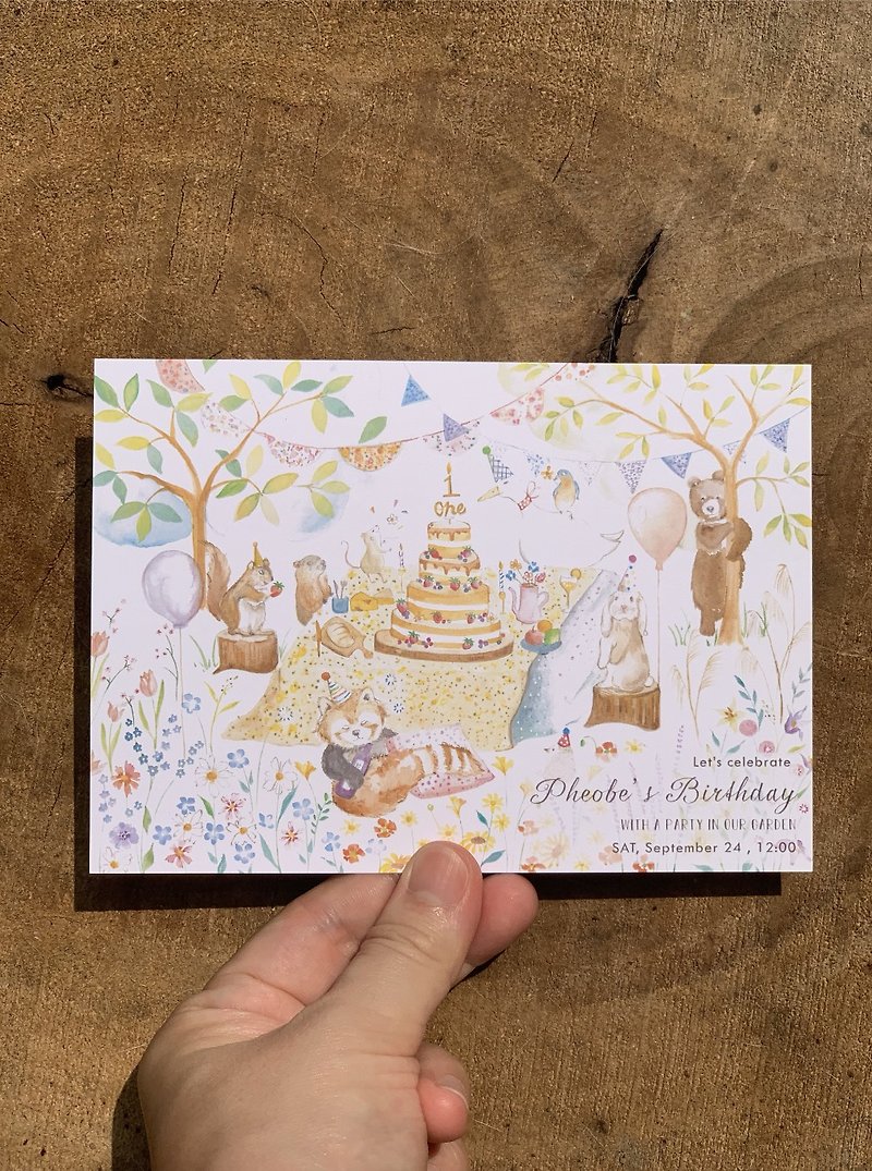 手绘插画设计 周岁 宠物 婚礼 喜帖  活动邀请卡 定制化 - 卡片/明信片 - 纸 多色