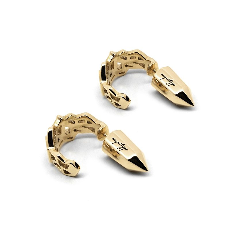 WIREFRAME Earrings /  Gold   (design silver jewelry) - 耳环/耳夹 - 其他金属 金色