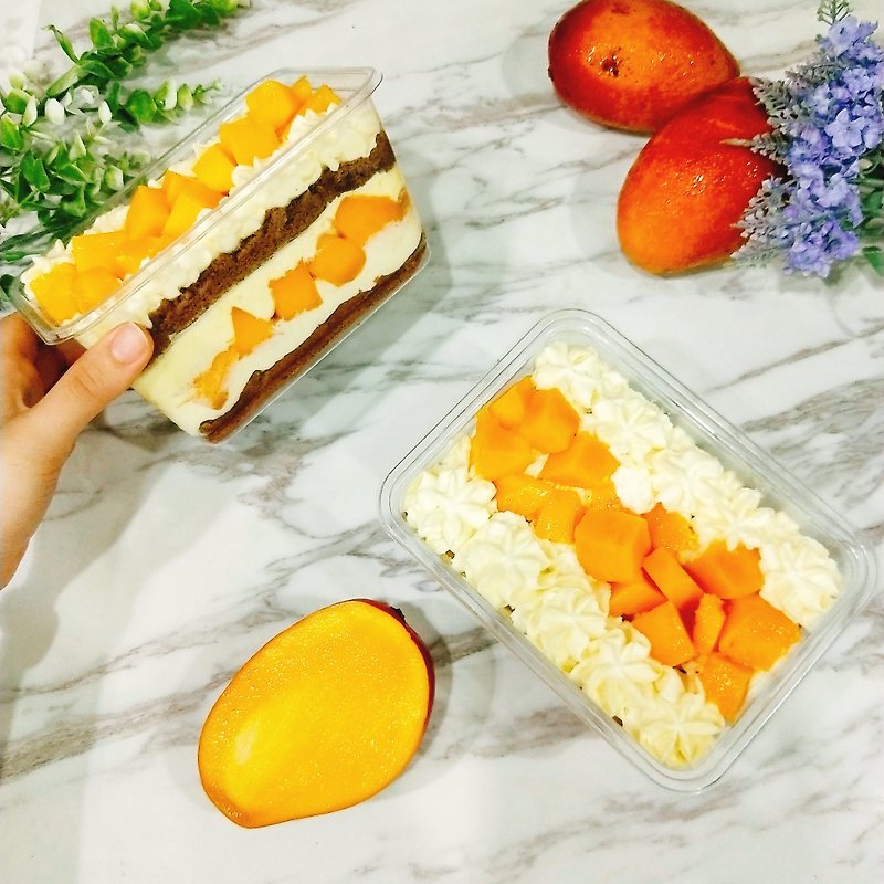 【季节限定】芒果爆多盒(芒果卡士达蛋糕)-天使香草/恶魔巧克力 - 蛋糕/甜点 - 新鲜食材 黄色