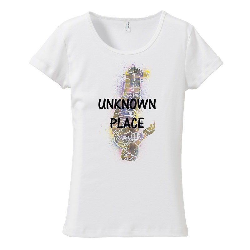 [レディースTシャツ] Unknown place - 女装 T 恤 - 棉．麻 白色