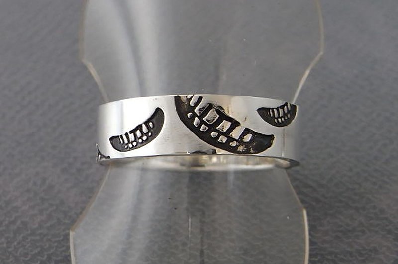 smile stamp ring_S ( s_m-R.10) 微笑 笑 印 銀 環 戒指 指环 對 jewelry sterling silver pair - 戒指 - 纯银 银色