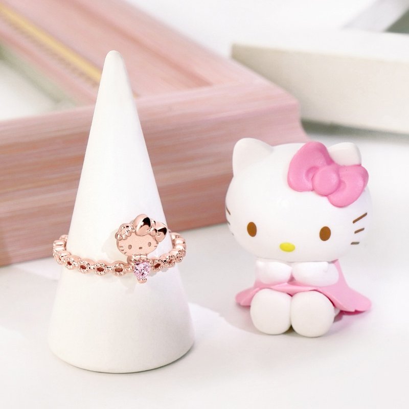 Hello Kitty 50th系列-凯蒂猫Future 晶钻纯银戒指 - 戒指 - 纯银 粉红色