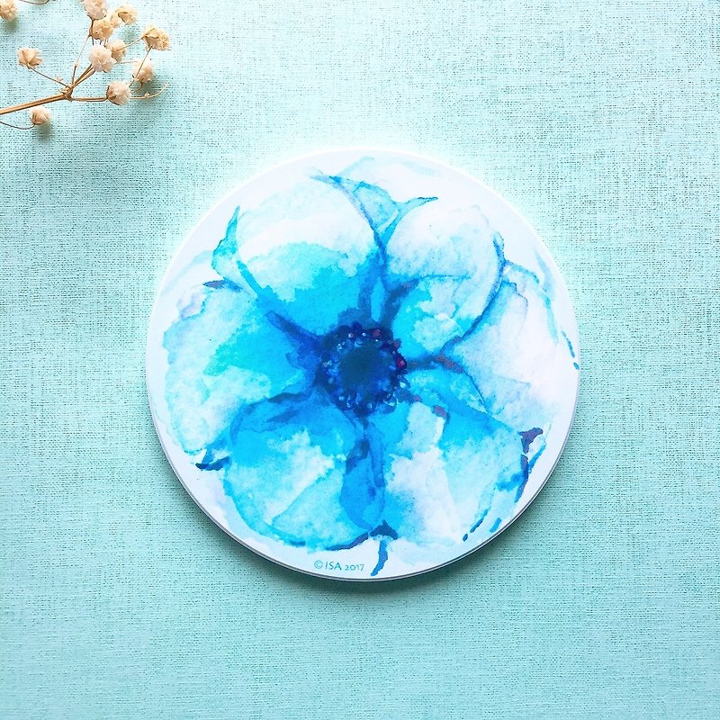渲蓝花 陶瓷杯垫 - 杯垫 - 瓷 蓝色