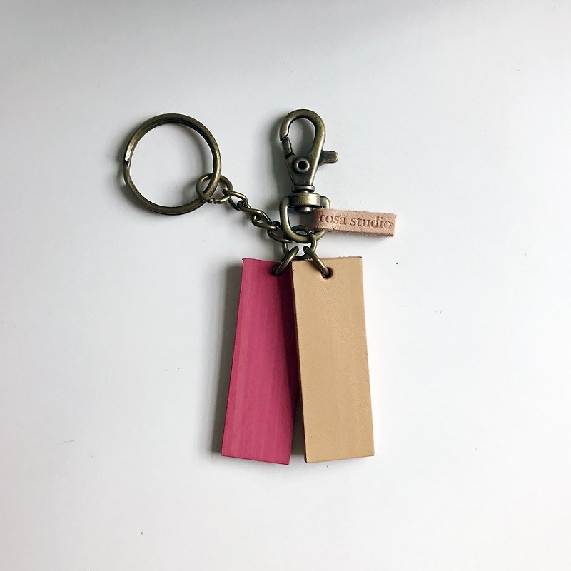 皮革钥匙圈│粉黄SAC01010 - 钥匙链/钥匙包 - 真皮 粉红色
