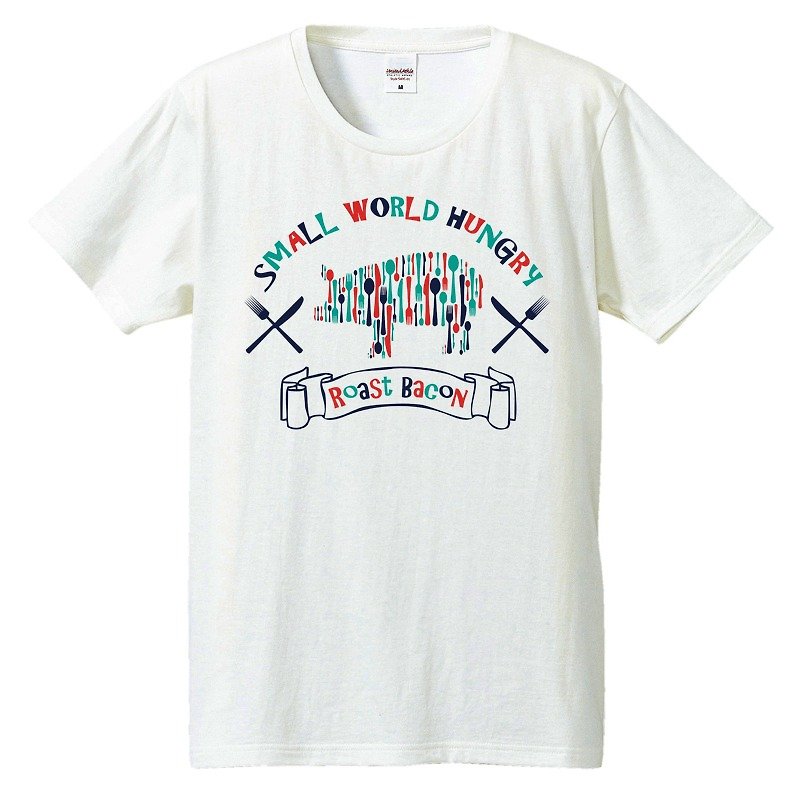 Tシャツ / Pig knife&fork&spoon - 男装上衣/T 恤 - 棉．麻 白色