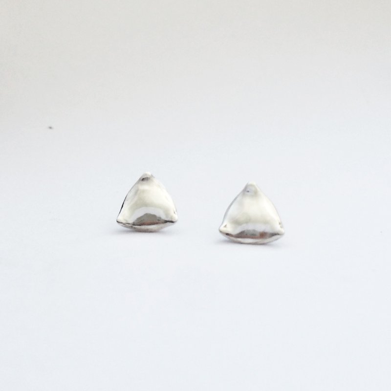 小硅藻-纯银耳环（一对） - 耳环/耳夹 - 其他金属 银色
