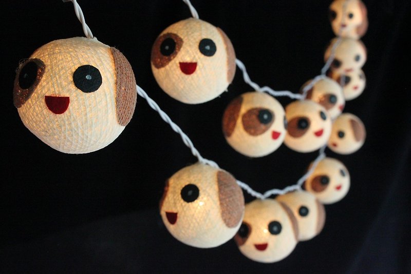 20 Cute Dog - Cotton Ball String Lights for Home Decoration,Party,Bedroom,Patio and Decoration - 灯具/灯饰 - 棉．麻 
