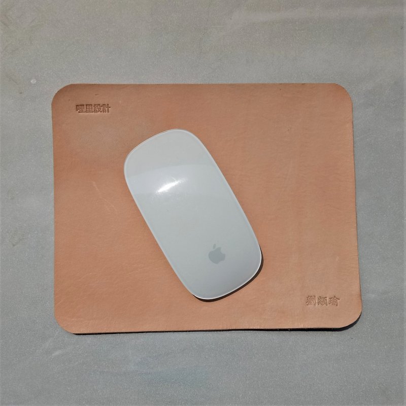 【一字铅金】定制化-(2入)植鞣真皮原色鼠标垫 - 平板/电脑保护壳 - 真皮 卡其色