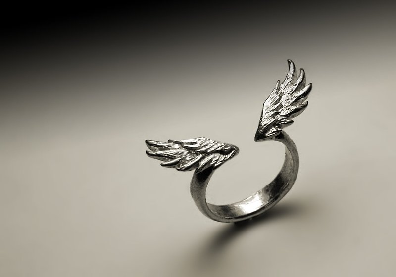 开口小翅膀戒指 - 戒指 - 其他金属 银色