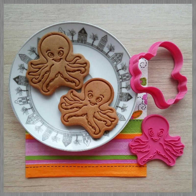 Cookie Cutter Octopus. Stamp and Cutter - 美食 - 塑料 