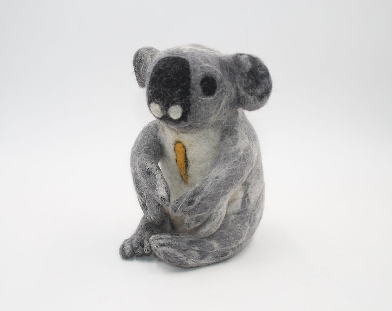 创意手工娃娃 羊毛毡动物玩偶 柔软雕塑考拉宠物玩具 艺术摆件 - 玩偶/公仔 - 羊毛 灰色