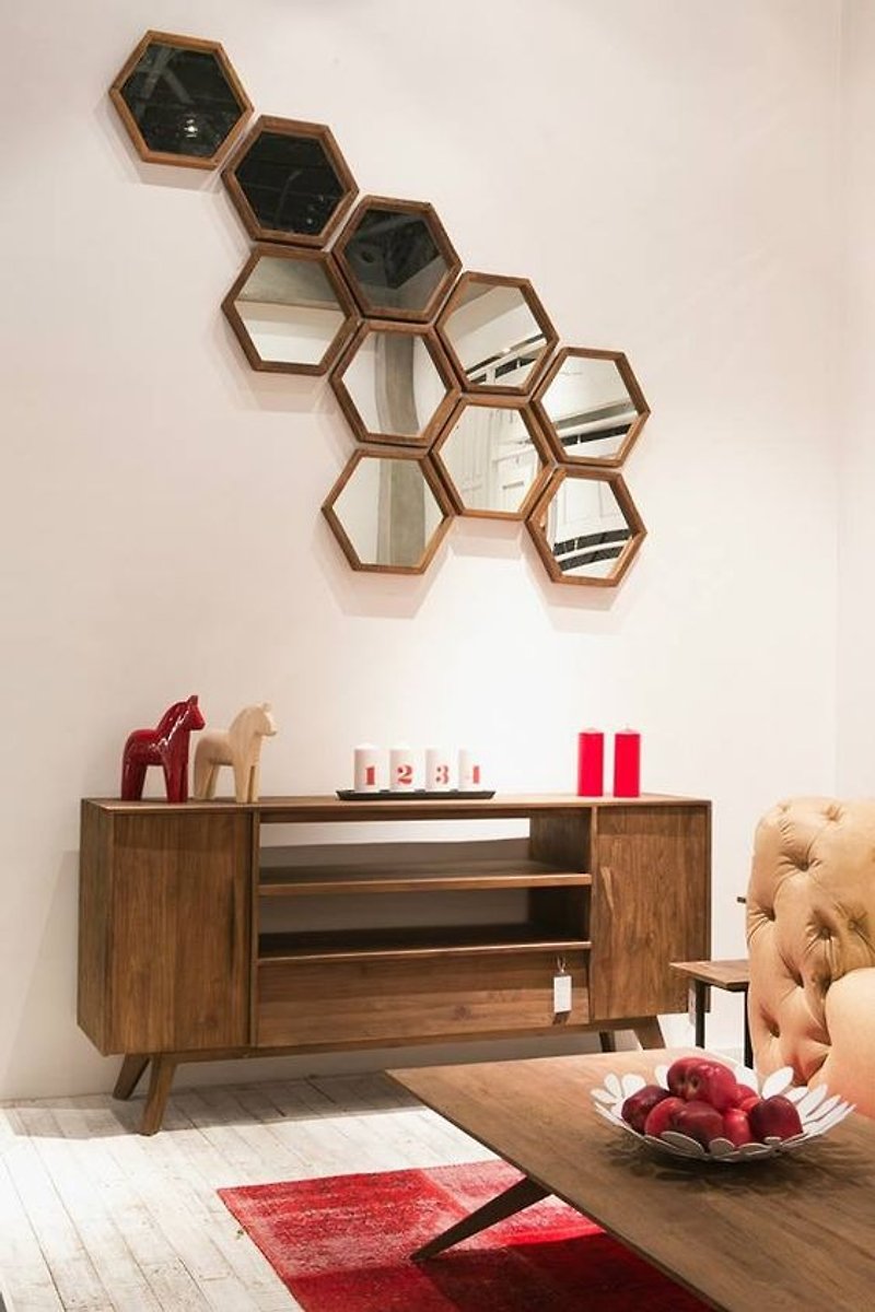 Home Solutions 六角镜 - 墙贴/壁贴 - 木头 