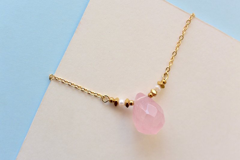 宝石 项链 粉红色 - 天然粉晶项链