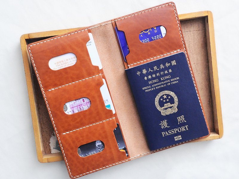 4咭位双票夹护照套 好好缝 皮革材料包 PASSPORT 证件套 意大利  - 皮件 - 真皮 咖啡色