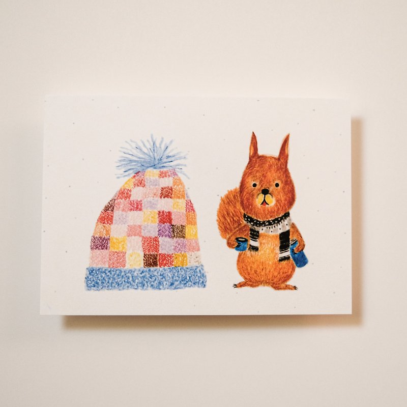 明信片 松鼠与猫咪的毛线帽 - 卡片/明信片 - 纸 多色