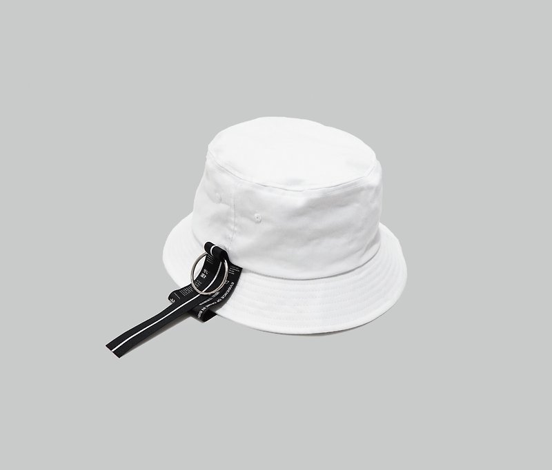 KAKY CAP 04-飘带铁环渔夫帽 - 帽子 - 棉．麻 白色