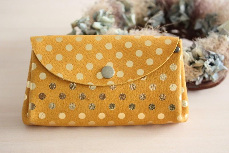 ピッグスキンの小さなお財布　みずたま イエロー - 皮夹/钱包 - 真皮 黄色