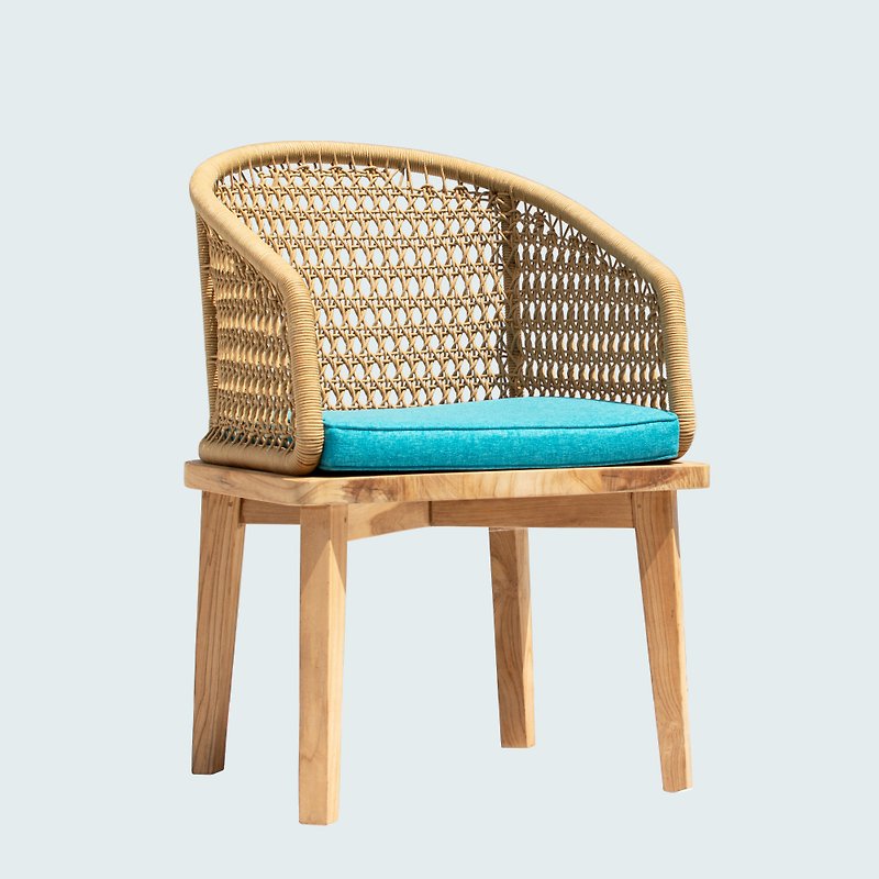 悠闲藤椅/柚木/原木/低甲醛 - 椅子/沙发 - 木头 蓝色