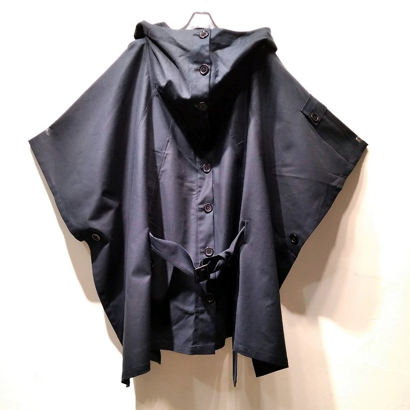 中性黑色宽松斗篷 Ray77 Galaxy - 中性连帽卫衣/T 恤 - 聚酯纤维 黑色