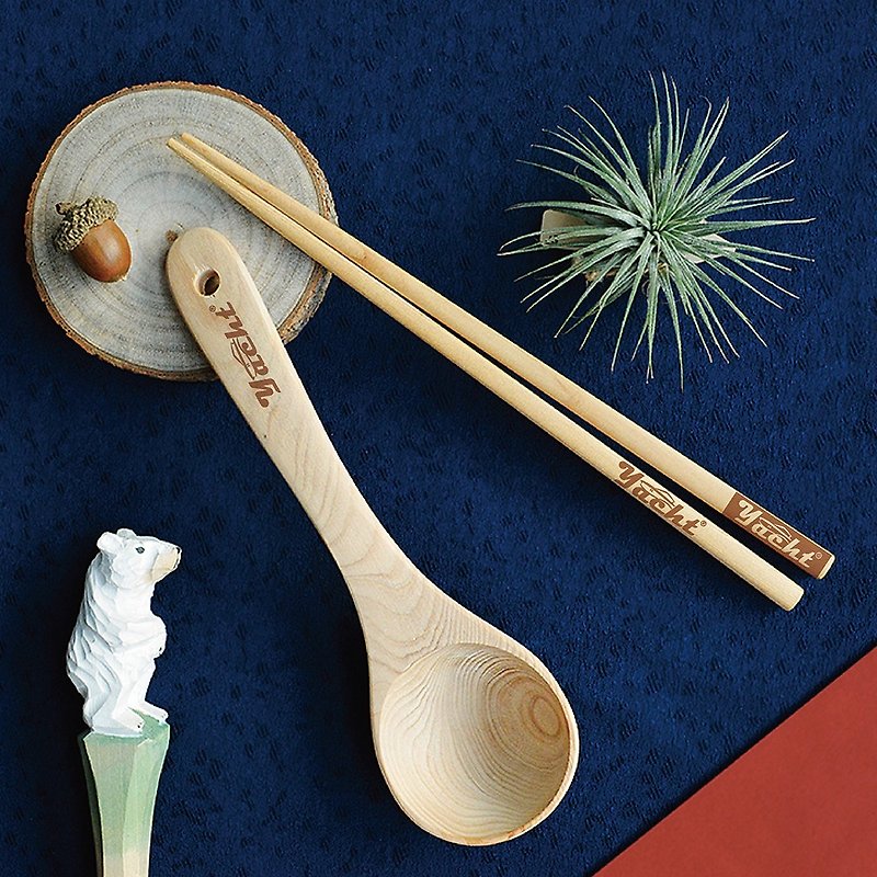 台湾桧木筷子 • 大汤匙组合 - 筷子/筷架 - 木头 咖啡色