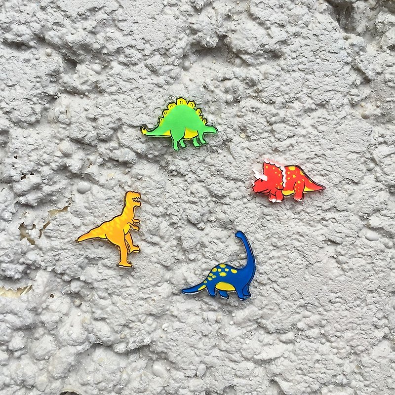 Pista丘手绘耳环/ 动物-侏罗记恐龙大集合 - 耳环/耳夹 - 树脂 多色
