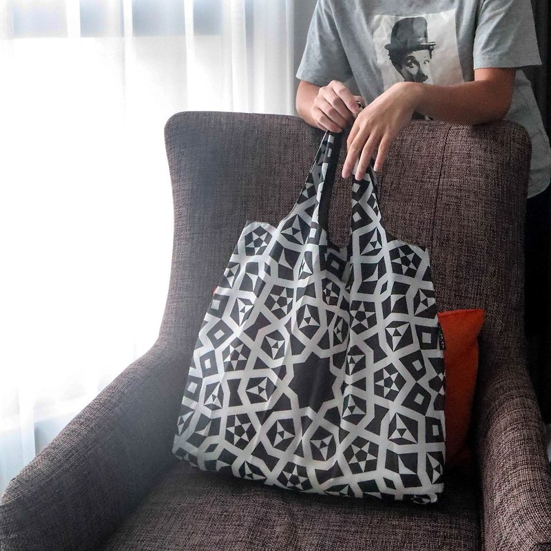 ENVIROSAX 澳洲折叠购物袋 | 黑白经典─镜像 - 侧背包/斜挎包 - 聚酯纤维 黑色