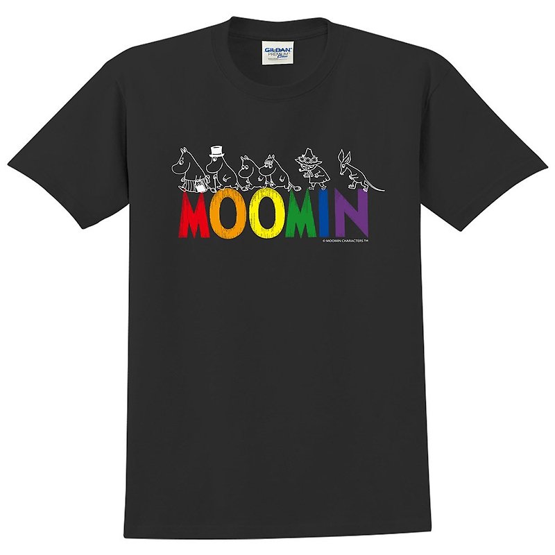 Moomin授权-短袖T恤 噜噜米 Happy Family(2色) - 女装 T 恤 - 棉．麻 黑色