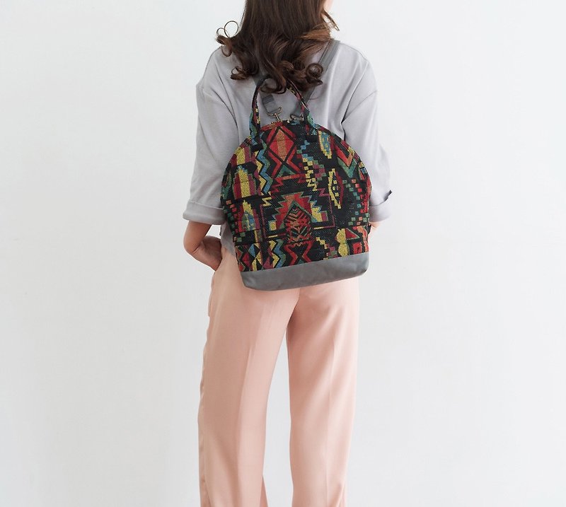 Black handmade womens backpack Tote Bag - 后背包/双肩包 - 其他材质 多色
