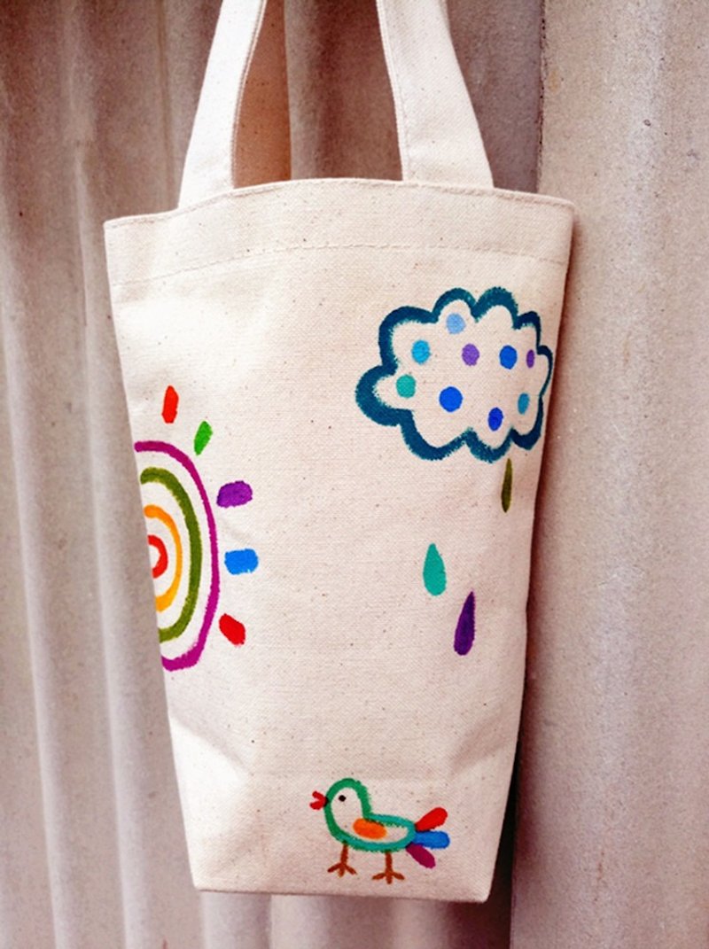 【纯手绘】水壶袋 | 饮料袋 | 环保杯袋 | 伞袋 | 万用袋 | 帆布 - 随行杯提袋/水壶袋 - 其他材质 多色