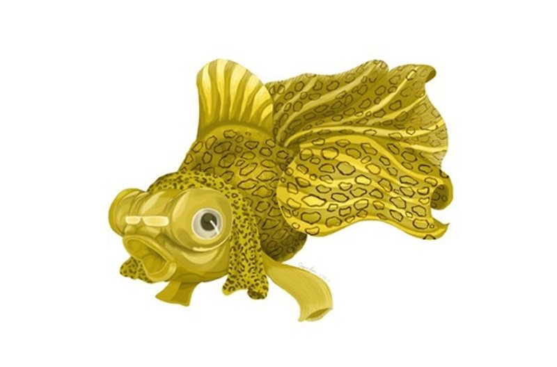 PPAP龙睛 PPAP fish 板画 插画 - 海报/装饰画/版画 - 其他材质 金色