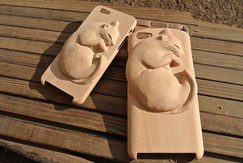 iphone6 / iphone6 PLUS 原木手机壳 -3D立体造型猫咪款 - 手机壳/手机套 - 木头 咖啡色