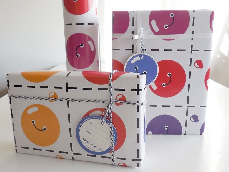 Buttons wrapping paper set.  Colour Paper. White background. Christmas gifts - 包装材料 - 纸 多色