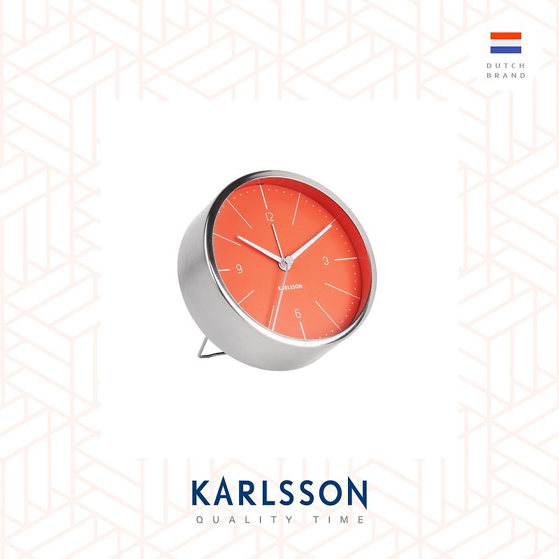 荷兰Karlsson, Alarm clock Normann brushed steel orange - 时钟/闹钟 - 其他金属 橘色
