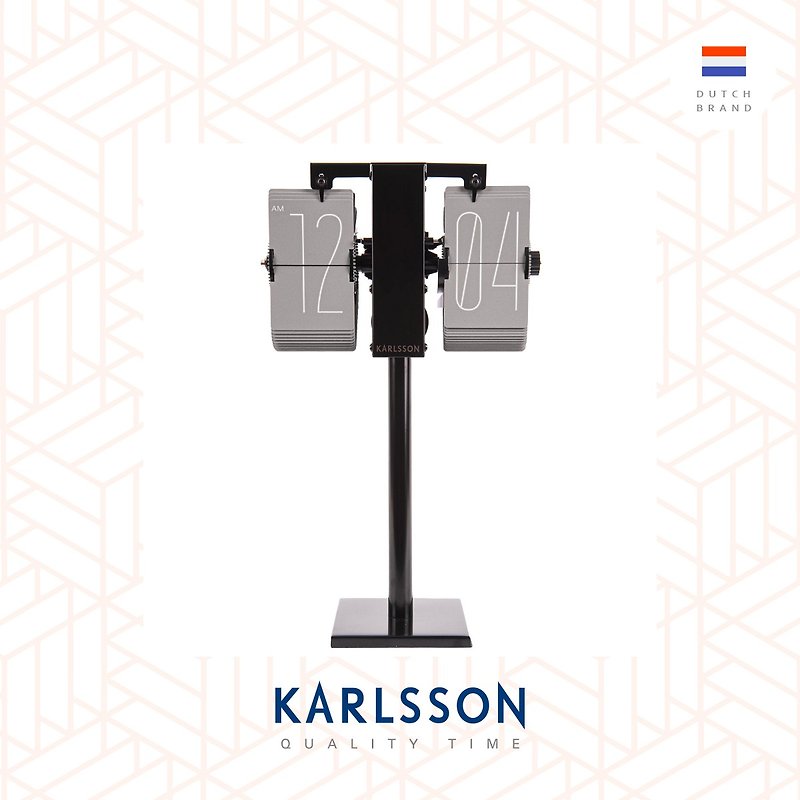 荷兰Karlsson, Flip clock No Case mini grey, black stand - 时钟/闹钟 - 其他金属 灰色