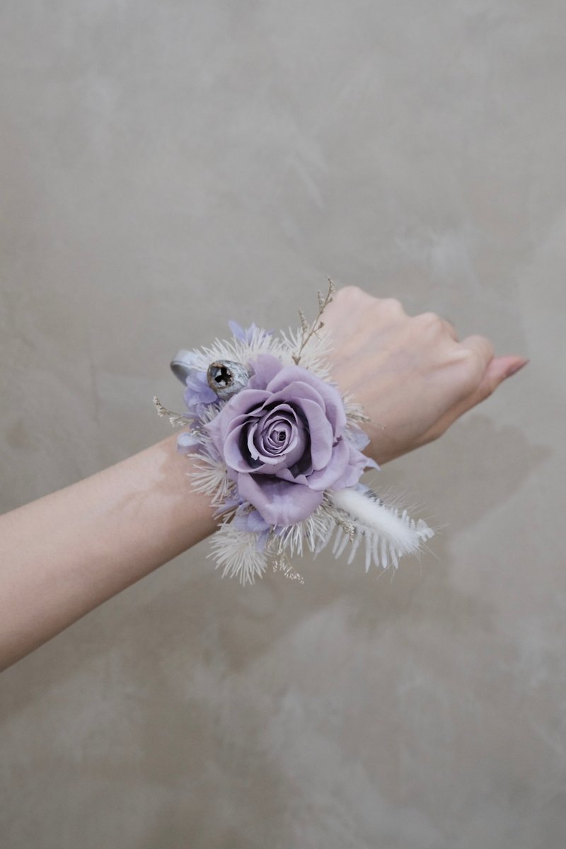 新娘/伴娘手腕花【紫烟】- 婚礼 / 永生花 - 胸花/手腕花 - 植物．花 紫色