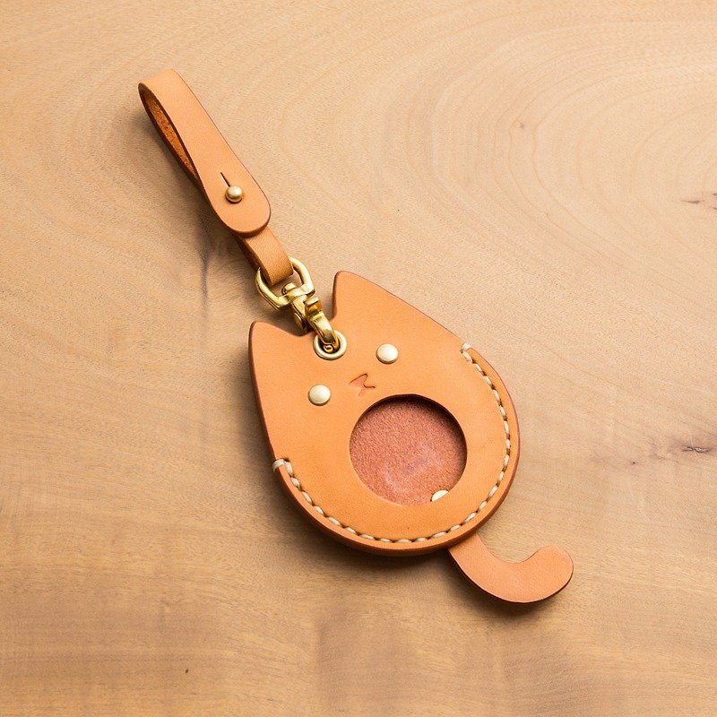 Gogoro钥匙皮套(黄棕色-猫咪) - 钥匙链/钥匙包 - 真皮 橘色