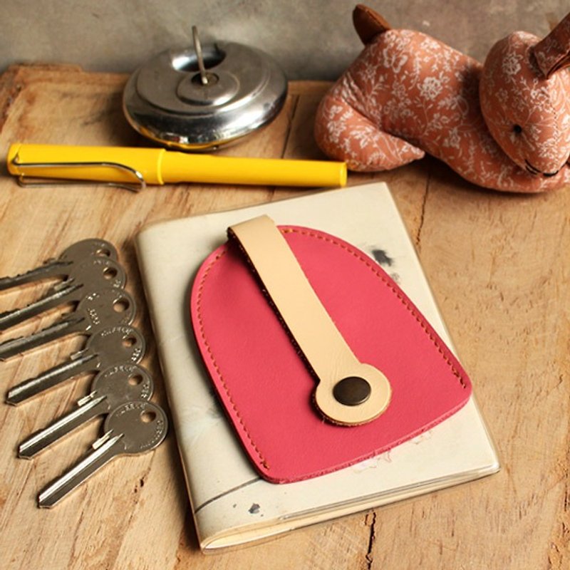Key Case - Home (Pink) / Key Holder / Key Ring / Key Bag (Genuine Cow Leather) - 钥匙链/钥匙包 - 真皮 