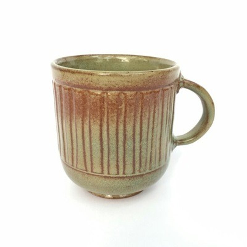 陶艺 手作 雕刻 削边 咖啡杯 马克杯 茶杯 - 咖啡杯/马克杯 - 陶 绿色