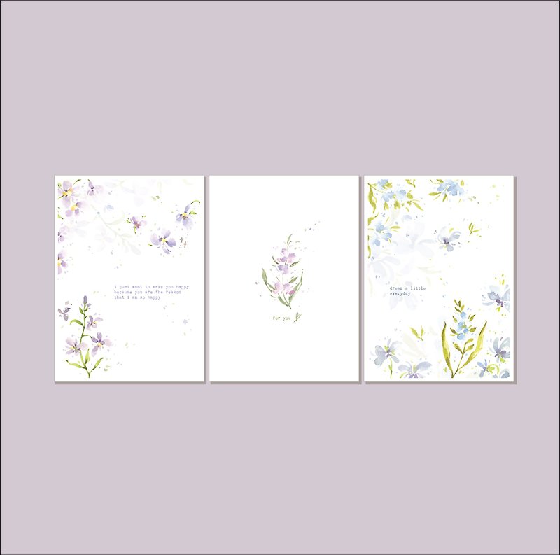 春日小花园1明信片 (3入组) - 卡片/明信片 - 纸 紫色