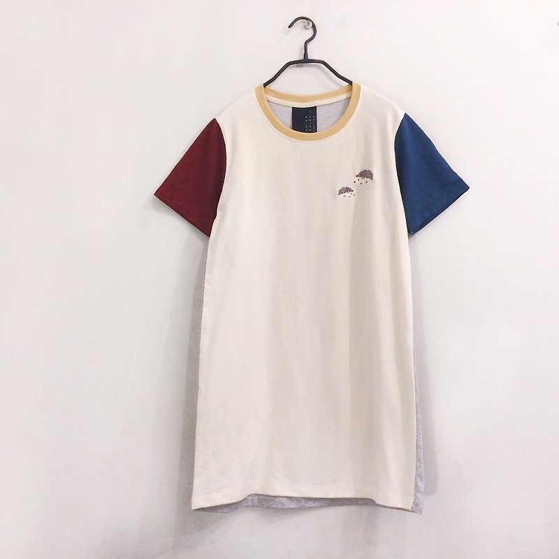 Hedgehog Embroidery - One piece / T shirt Dress - 洋装/连衣裙 - 棉．麻 多色