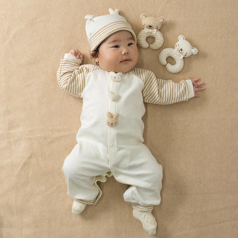 【日本Amorosa Mamma有机棉】 婴儿长袖两用连身衣/包屁衣 小兔 - 包屁衣/连体衣 - 棉．麻 
