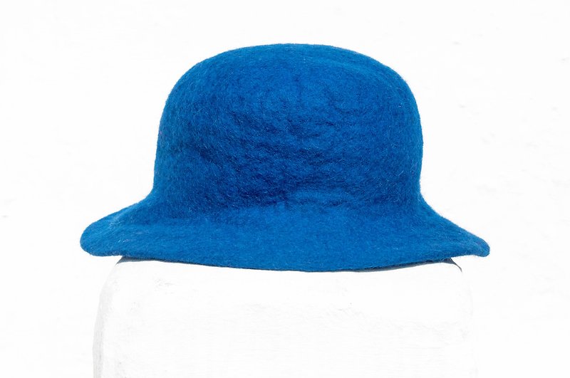 圣诞礼物羊毛毡帽/手工羊毛毡帽/羊毛帽/设计帽/圆顶帽-蓝色时光 - 帽子 - 羊毛 蓝色