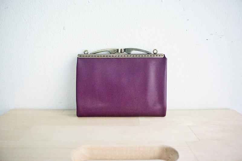 羊皮口金短钱夹-葡萄紫 - 皮夹/钱包 - 真皮 紫色